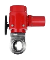 Затвор дисковый поворотный DN.ru WBV3131E-2W-T-H Ду100 Ру10 резьбовой, корпус - пищевая нержавеющая сталь 304, уплотнение - EPDM, с электроприводом QT-EX-005M-O2-380VAC-У1 с моментной муфтой и штурвалом