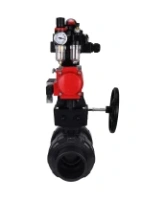 Кран шаровой DN.ru BV4242E-FP-GRM-ISO Дн50 Ру10 полнопроходной, корпус - НПВХ, шар - НПВХ, уплотнение - EPDM, с пневмоприводом PA-DA-052, пневмораспределителем 4M310-08 AC220V, ручным дублером MON1-250-T26-ISO, БКВ APL-410N EX и БПВ AFC2000