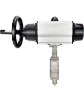 Затвор дисковый поворотный DN.ru WBV3131V-2W-Fb-H Ду150 Ру16 межфланцевый, корпус - нержавеющая сталь 304, диск - нержавеющая сталь 304, уплотнение - VITON, с пневмоприводом PA-DA-105-1 и пневмораспределителем 4M310-08 220В NAMUR