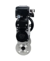 Кран шаровой DN.ru BV3232P(3pc)-FP-F-ISO-H Ду80 Ру40 фланцевый с ISO-фланцем, корпус - нержавеющая сталь 316, полнопроходной, уплотнение - PTFE, с пневмоприводом PA-DA-105-1, электропневматическим позиционером YT-1000RSN без обратной связи