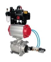 Кран шаровой DN.ru BV3232P(3pc)-FP-W-ISO-H WDVF Ду15 Ру63 полнопроходной, трехсоставной, корпус - нержавеющая сталь 316, уплотнение - PTFE, под приварку, с пневмоприводом PA-SA-065, пневмораспределителем 4V320-08 AC220V, БКВ APL-410N EX, БПВ AFC2000