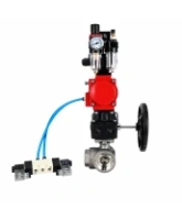 Кран шаровой DN.ru BV3232P(4pc)-SP-3WL-T-ISO-H WDVF Ду65 Ру40 стандартнопроходной, 3-ходовой L-тип, внутренняя резьба, с пневмоприводом PA-DA-105, пневмораспределителем 4V320-08 AC220V, БКВ APL-210N, БПВ AFC2000 и ручным дублером MON2-450-T28-ISO