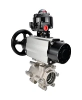 Кран шаровой DN.ru BV3232P(3pc)-FP-SW-ISO-H Ду100 Ру63 полнопроходной, корпус - нержавеющая сталь SS316, под приварку, с пневмоприводом PA-DA-105-1, БКВ APL-510N EX