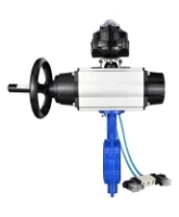 Затвор дисковый поворотный DN.ru WBV1432N-2W-Fb-H Ду125 Ру16, корпус - чугун GGG50, диск - нержавеющая сталь 316L, уплотнение - NBR, с пневмоприводом DN.ru PA-DA-105-1 двойного действия, с пневмораспределителем 4V320-08 AC220V, с БКВ APL-510N-EX