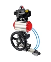 Кран шаровой DN.ru BV3232P(3pc)-FP-W-ISO-H LONG Ду50 Ру40 полнопроход., корпус - нерж.сталь 316, уплотнение - PTFE, под приварку, с пн.приводом PA-DA-083, пн.распределителем 4V320-08 AC220V, редуктором MON2-450-T28-ISO и БКВ APL-410N EX