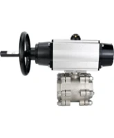 Кран шаровой DN.ru BV3232P(3pc)-FP-SW-ISO-H Ду100 Ру63 полнопроходной, корпус - нержавеющая сталь SS316, под приварку, с пневмоприводом PA-DA-105-1