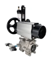 Кран шаровой DN.ru BV3232P(3pc)-FP-SW-ISO-H Ду100 Ру63 полнопроходной, корпус - нержавеющая сталь SS316, под приварку, с пневмоприводом PA-DA-105-1, пневмораспределителем 4V320-08 AC220V, БПВ AFC2000