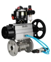 Кран шаровой DN.ru BV3232P(3pc)-FP-F-ISO-H Ду100 Ру25 фланцевый с ISO-фланцем, корпус - нержавеющая сталь 316, полнопроходной, уплотнение - PTFE, с пневмоприводом PA-DA-105-1, пневмораспределителем 4V320-08 AC220V, БКВ APL-510N Ex, БПВ AFC2000