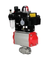 Кран шаровой DN.ru BV3232P(4pc)-SP-3WL-T-ISO-H Ду100 Ру40 стандартнопроходной трехходовой L-тип, нержавеющая сталь SS316, внутренняя резьба, PTFE, пн.приводом PA-DA-083, пн.распределителем 4M310-08 AC220V, БКВ APL-410N EX и БПВ AFC2000