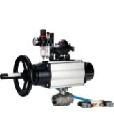Кран шаровой DN.ru BV3232P(2pc)-FP-T-ISO-H Ду80 Ру40, полнопроходной, внутренняя резьба, нержавеющая сталь SS316, уплотнение - PTFE, с пневмоприводом PA-DA-105-1 двойного действия, с пневмораспределителем 4V320-08 AC220V, с БКВ APL-210N, с БПВ AFC2000