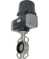 Затвор дисковый поворотный DN.ru WBV3131N-2W-Fb-H Ду65 Ру16 межфланцевый, корпус - нержавеющая сталь 304, диск - нержавеющая сталь 304, уплотнение - NBR, с электроприводом четвертьоборотным DN.ru QTSA-N-005EM-O0-220VAC с пружинным возвратом