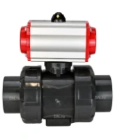Кран шаровой DN.ru BV4242E-FP-GRM-ISO Дн50 Ру10 полнопроходной, корпус - НПВХ, шар - НПВХ, уплотнение - EPDM, с пневмоприводом PA-SA-065 с возвратными пружинами