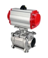 Кран шаровой DN.ru BV3232P(3pc)-FP-W-ISO-H WDVF Ду15 Ру63 полнопроходной, трехсоставной, корпус - нержавеющая сталь 316, уплотнение - PTFE, под приварку, с пневмоприводом PA-SA-065