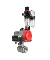Кран шаровой DN.ru BV3232P(2pc)-FP-T-ISO-H Ду80 Ру40 полнопроходной двухходовой, нержавеющая сталь SS316, внутренняя резьба, уплотнение - PTFE, с пневмоприводом PA-SA-130 с возвратными пружинами, с пневмораспределителем 4M310-08 220В, с БПВ AFC2000