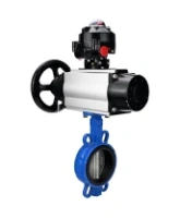 Затвор дисковый поворотный DN.ru WBV1432N-2W-Fb-H Ду125 Ру16, корпус - чугун GGG50, диск - нержавеющая сталь 316L, уплотнение - NBR, с пневмоприводом DN.ru PA-DA-105-1 двойного действия, с БКВ APL-510N-EX