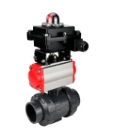 Кран шаровой DN.ru BV4242E-FP-GRM-ISO Дн50 Ру10 полнопроходной, корпус - НПВХ, шар - НПВХ, уплотнение - EPDM, с пневмоприводом PA-SA-065 и БКВ APL-410N EX