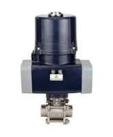 Кран шаровой DN.ru BV3232P(3pc)-FP-W-ISO-H WDVF Ду25 Ру63 полнопроходной, трехсоставной, корпус - нержавеющая сталь 316, уплотнение - PTFE, под приварку, с 1/4-оборотным электроприводом DN.ru QTSA-N-003EM-O0-220VAC с пружинным возвратом