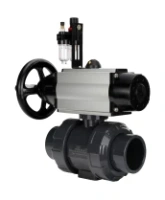 Кран шаровой DN.ru BV4242E-FP-GRM-ISO Дн50 Ру10 полнопроходной, корпус - НПВХ, шар - НПВХ, уплотнение - EPDM, с пневмоприводом PA-DA-105-1, пневмораспределителем 4M310-08 AC220V и БПВ AFC2000