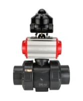 Кран шаровой DN.ru BV4242E-FP-GRM-ISO Дн50 Ру10 полнопроходной, корпус - НПВХ, шар - НПВХ, уплотнение - EPDM, с пневмоприводом PA-SA-065, пневмораспределителем 4M310-08 AC220V и БКВ APL-510N EX
