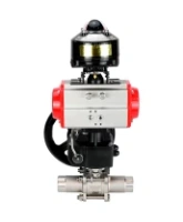 Кран шаровой DN.ru BV3232P(3pc)-FP-W-ISO-H LONG Ду50 Ру40 полнопроходной, корпус - нержавеющая сталь 316, уплотнение - PTFE, под приварку, с пневмоприводом DN.ru PA-DA-083, редуктором DN.ru MON2-450-T28-ISO и БКВ APL-510N EX