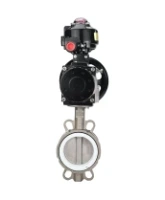 Затвор дисковый поворотный DN.ru WBV3232P-2W-Fb-H Ду125 Ру16, корпус - нержавеющая сталь 316L, диск - нержавеющая сталь 316L, уплотнение - PTFE, с пневмоприводом PA-DA-105-1 двойного действия, с БКВ APL-510N EX