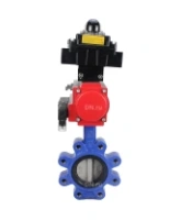 Затвор дисковый поворотный DN.ru WBV1631E-2W-Fb-H Ду100 Ру16 LUG корпус - чугун QT450, диск - нержавеющая сталь 304, уплотнение - EPDM, с пневмоприводом DN.ru PA-DA-083, пневмораспределителем 4M310-08 AC220V и БКВ APL-410N EX