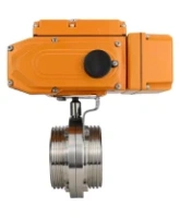 Затвор дисковый поворотный DN.ru WBV3131E-2W-T-H Ду100 Ру10 резьбовой, корпус - пищевая нержавеющая сталь 304, уплотнение - EPDM, с электроприводом QT-N-005EM-A1-220VAC-У1 c датчиком обратной связи и входным управляющим сигналом 4-20мА HARK