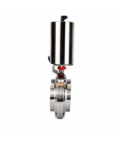 Затвор дисковый поворотный DN.ru WBV3131E-2W-W-H Ду125 Ру10, пищевая нержавеющая сталь 304, уплотнение - EPDM, под приварку, с пневмоприводом DN.ru PA-DA-108 двойного действия