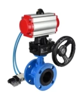 Затвор дисковый поворотный DN.ru WBV1313E-2W-F-H Ду100 Ру16 фланцевый, корпус - чугун GGG40, диск - чугун GGG40, EPDM, с пневмоприводом DN.ru PA-DA-105, пневмораспределителем DN.ru 4V320-08 AC220V и ручным дублером DN.ru MON1-250-T26-ISO