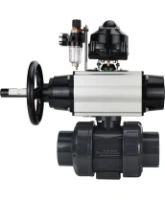Кран шаровой DN.ru BV4242E-FP-GRM-ISO Дн50 Ру10 полнопроходной, корпус - НПВХ, шар - НПВХ, уплотнение - EPDM, с пневмоприводом PA-DA-105-1, пневмораспределителем 4M310-08 AC220V, БКВ APL-510N EX и БПВ AFC2000