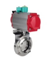 Затвор дисковый поворотный DN.ru WBV3131E-2W-W-H Ду15 Ру10 под приварку, пищевая нержавеющая сталь 304, уплотнение - EPDM, с пневмоприводом PA-DA-052, пневмораспределителем 4M310-08 AC220V и магнитным переключателем ALS200D
