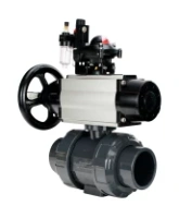 Кран шаровой DN.ru BV4242E-FP-GRM-ISO Дн50 Ру10 полнопроходной, корпус - НПВХ, шар - НПВХ, уплотнение - EPDM, с пневмоприводом PA-DA-105-1, пневмораспределителем 4M310-08 AC220V, БКВ APL-210N и БПВ AFC2000