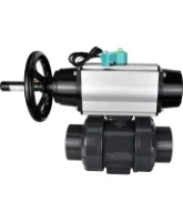Кран шаровой DN.ru BV4242E-FP-GRM-ISO Дн50 Ру10 полнопроходной, корпус - НПВХ, шар - НПВХ, уплотнение - EPDM, с пневмоприводом PA-DA-105-1 и магнитным переключателем ALS200D