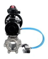 Кран шаровой DN.ru BV3232P(3pc)-FP-SW-ISO-H Ду100 Ру63 полнопроходной, корпус - нержавеющая сталь SS316, под приварку, с пневмоприводом PA-DA-105-1, пневмораспределителем 4V320-08 AC220V, БКВ APL-210N
