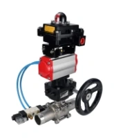 Кран шаровой DN.ru BV3232P(3pc)-FP-W-ISO-H LONG Ду80 Ру25, полнопроходной, нержавеющая сталь 316, уплотнение - PTFE, под приварку, с пневмоприводом PA-DA-083, с пневмораспределителем 4V320-08 AC220V, БКВ APL-410N Ex, ручным дублером MON2-450-T28-ISO