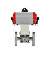 Кран шаровой DN.ru BV3131P(3pc)-FP-F-ISO-H Ду100 Ру16 полнопроходной, фланцевый, корпус - нержавеющая сталь 304, PTFE, 22х22, WDVF, с пневмоприводом PA-DA-105 и пневмораспределителем 4M320-08 AC220V