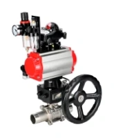 Кран шаровой DN.ru BV3232P(3pc)-FP-W-ISO-H LONG Ду125 Ру16 полнопроход., корпус - нерж.сталь 316, уплотнение - PTFE, под приварку, пн.привод PA-DA-130, пн.распределитель 4M310-08 AC220V, ручной дублер MON3-700-T38-ISO, БКВ APL-210N и БПВ AFC2000