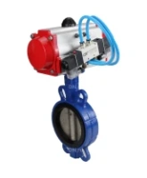 Затвор дисковый поворотный DN.ru WBV1413E-2W-Fb-H Ду100 Ру16, корпус - чугун GGG50, диск - чугун GGG40, уплотнение - EPDM, с пневмоприводом DN.ru PA-DA-083 двойного действия, с пневмораспределителем 4V320-08 AC220V
