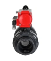 Кран шаровой DN.ru BV4242E-FP-GRM-ISO Дн50 Ру10 полнопроходной, корпус - НПВХ, шар - НПВХ, уплотнение - EPDM, с пневмоприводом PA-SA-065 и пневмораспределителем 4M310-08 AC220V