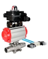 Кран шаровой DN.ru BV3232P(3pc)-FP-W-ISO-H LONG Ду32 Ру40 полнопроходной, корпус - нержавеющая сталь 316, уплотнение - PTFE, под приварку, с пневмоприводом DN.ru PA-SA-083, пневмораспределителем 4V320-08 AC220V и БКВ APL-410N EX