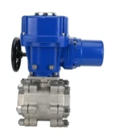 Кран шаровой DN.ru BV3232P(3pc)-FP-SW-ISO-H Ду80 Ру63 полнопроходной, корпус - нержавеющая сталь SS316, под приварку, с электроприводом DN.ru QT-N-015M-O2-220VAC-У1 с моментной муфтой и штурвалом