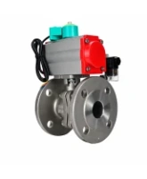 Кран шаровой DN.ru BV3232P(2pc)-FP-F-ISO-H Ду15 Ру40 полнопроходной фланцевый, корпус - нержавеющая сталь SS316, уплотнение - PTFE, с пневмоприводом PA-DA-052, пневмораспределителем 4M320-10 AC220V и магнитным переключателем ALS200D