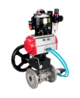 Кран шаровой DN.ru BV3131P(3pc)-FP-F-ISO-H Ду15 Ру40 фланцевый, полнопроходной, 3-составной, нерж.сталь SS304, уплотнение PTFE, с пн.приводом PA-DA-052, пн.распределителем 4V320-08 AC220V, редуктором MON1-250-T26-ISO, БПВ AFC2000, БКВ APL-510N-EX