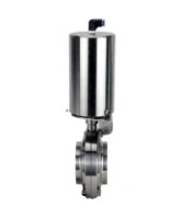 Затвор дисковый поворотный DN.ru WBV3131S-2W-W-H Ду65 Ру10 под приварку, пищевая нержавеющая сталь 304, уплотнение – Silicon, с пневмоприводом DN.ru PA-SA-85 с возвратными пружинами