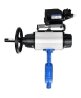 Затвор дисковый поворотный DN.ru WBV1432E-2W-Fb-H Ду150 Ру16, корпус - чугун GGG50, диск - нержавеющая сталь 316L, уплотнение - EPDM, с пневмоприводом DN.ru PA-DA-105-1 и с электропневматическим поворотным позиционером YT-1000RSN без обратной связи