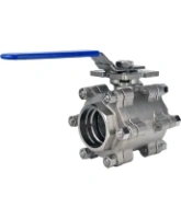 Кран шаровой DN.ru BV3232P(3pc)-FP-SW-ISO-H Ду80 Ру63 полнопроходной, под приварку, материал корпуса - нержавеющая сталь SS316, с ISO-фланцем и рукояткой
