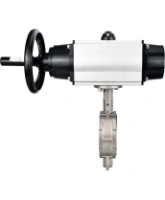 Затвор дисковый поворотный DN.ru WBV3232P-2W-Fb-H Ду125 Ру16, межфланцевый, корпус - нержавеющая сталь 316L, диск - нержавеющая сталь 316L, уплотнение - PTFE, с пневмоприводом PA-DA-105-1