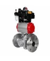 Кран шаровой DN.ru BV3232P(2pc)-FP-3WL-F-ISO-H Ду80 Ру16 HYMT, трехходовой L-тип, полнопроходной, фланцевый, корпус - нержавеющая сталь SS316, с пневмоприводом PA-SA-130, пневмораспределителем 4M310-08 24В NAMUR, БКВ APL-410N EX и БПВ AFC2000