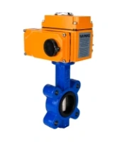 Затвор дисковый поворотный DN.ru WBV1616E-2W-Fb-H Ду100 Ру16 LUG корпус - чугун QT450, диск - чугун QT450, уплотнение - EPDM, межфланцевый, с электроприводом DN.ru QT-N-010EM-O1-24VDC-У1 24В