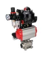 Кран шаровой DN.ru BV3232P(3pc)-FP-W-ISO-H Ду25 Ру63 полнопроходной двухходовой, нержавеющая сталь SS316, под приварку, уплотнение - PTFE, с пн.приводом DN.ru PA-DA-052 пн.распределителем 4M310-08 AC220V БПВ AFC2000 БКВ APL-510N-EX